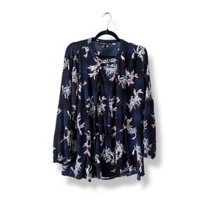 Lane Bryant Midnight Blue Floral Blouse